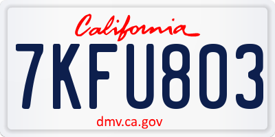CA license plate 7KFU803