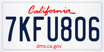 CA license plate 7KFU806