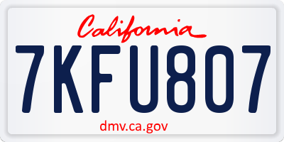 CA license plate 7KFU807