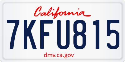 CA license plate 7KFU815