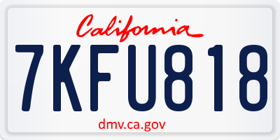 CA license plate 7KFU818