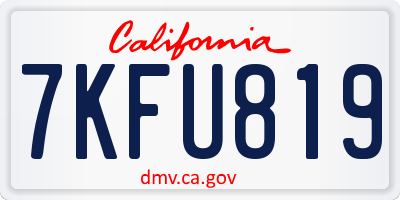 CA license plate 7KFU819