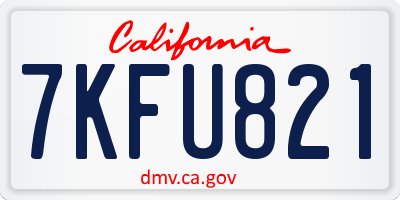 CA license plate 7KFU821