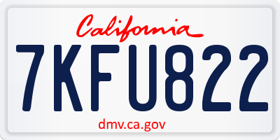 CA license plate 7KFU822
