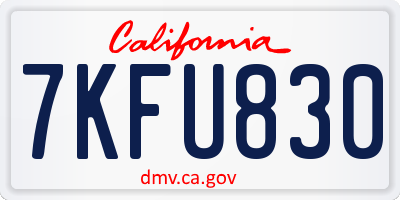 CA license plate 7KFU830