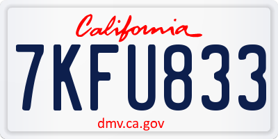 CA license plate 7KFU833