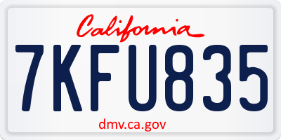 CA license plate 7KFU835