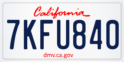 CA license plate 7KFU840
