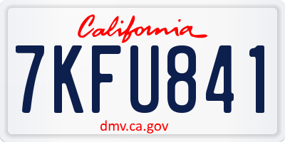 CA license plate 7KFU841