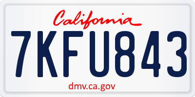 CA license plate 7KFU843