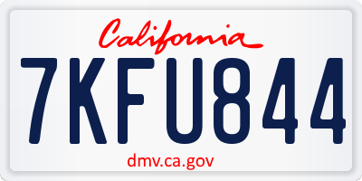 CA license plate 7KFU844