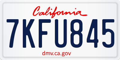 CA license plate 7KFU845