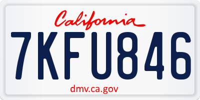 CA license plate 7KFU846