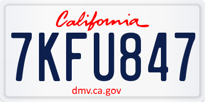 CA license plate 7KFU847