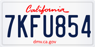 CA license plate 7KFU854