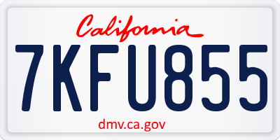 CA license plate 7KFU855