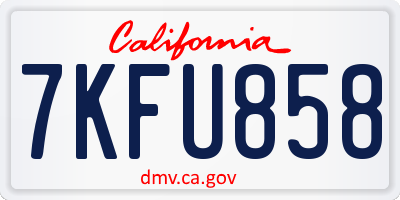 CA license plate 7KFU858