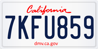 CA license plate 7KFU859