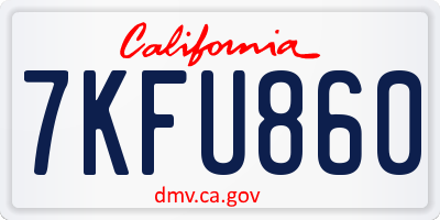 CA license plate 7KFU860