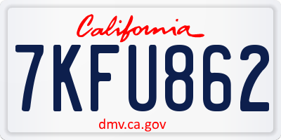 CA license plate 7KFU862