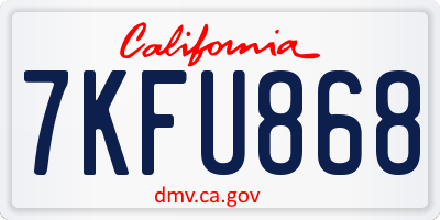 CA license plate 7KFU868