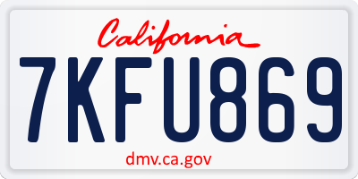CA license plate 7KFU869