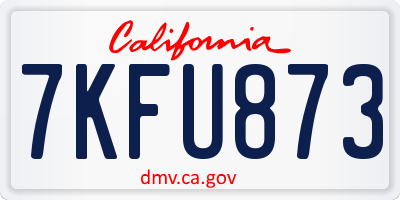 CA license plate 7KFU873