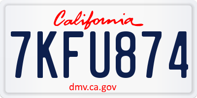 CA license plate 7KFU874