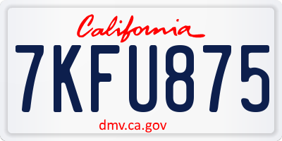 CA license plate 7KFU875