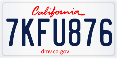 CA license plate 7KFU876