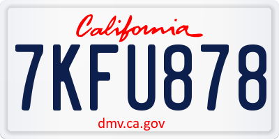 CA license plate 7KFU878