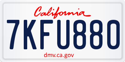 CA license plate 7KFU880