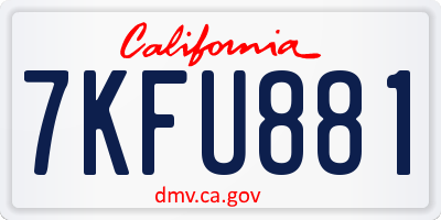 CA license plate 7KFU881