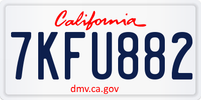 CA license plate 7KFU882