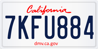 CA license plate 7KFU884