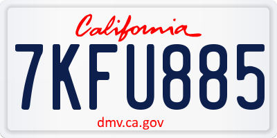 CA license plate 7KFU885