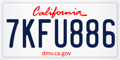 CA license plate 7KFU886