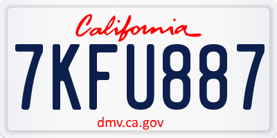 CA license plate 7KFU887