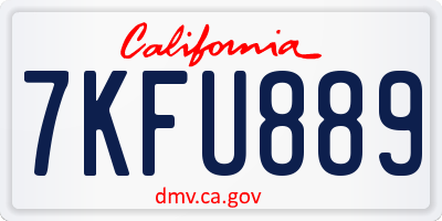 CA license plate 7KFU889