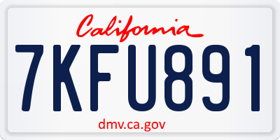 CA license plate 7KFU891