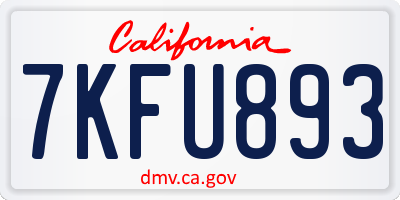 CA license plate 7KFU893