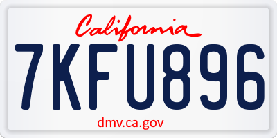 CA license plate 7KFU896