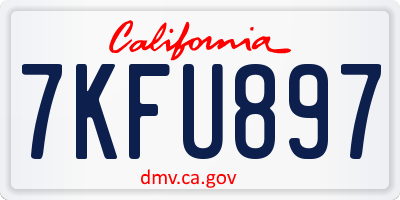 CA license plate 7KFU897