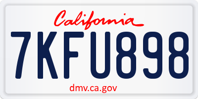 CA license plate 7KFU898