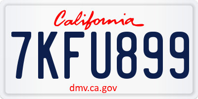 CA license plate 7KFU899