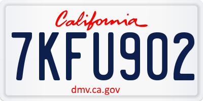 CA license plate 7KFU902