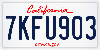 CA license plate 7KFU903