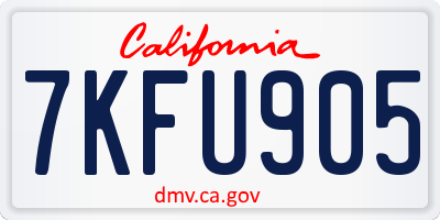CA license plate 7KFU905