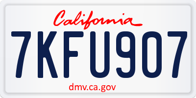 CA license plate 7KFU907