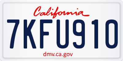 CA license plate 7KFU910